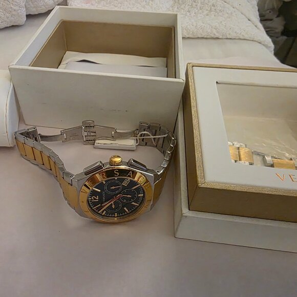 Versace two tone black dial stainless steel chronograph watch - Picture 5 of 5